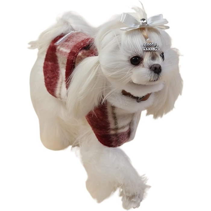 Вовняний теплий зимовий плащ для собак з червоним флісовим підкладкою, розмір L, червоний