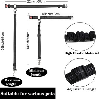 Автогурт для собак у машину, 2 в 1: ремінь та амортизатор, для всіх порід, 2 шт.