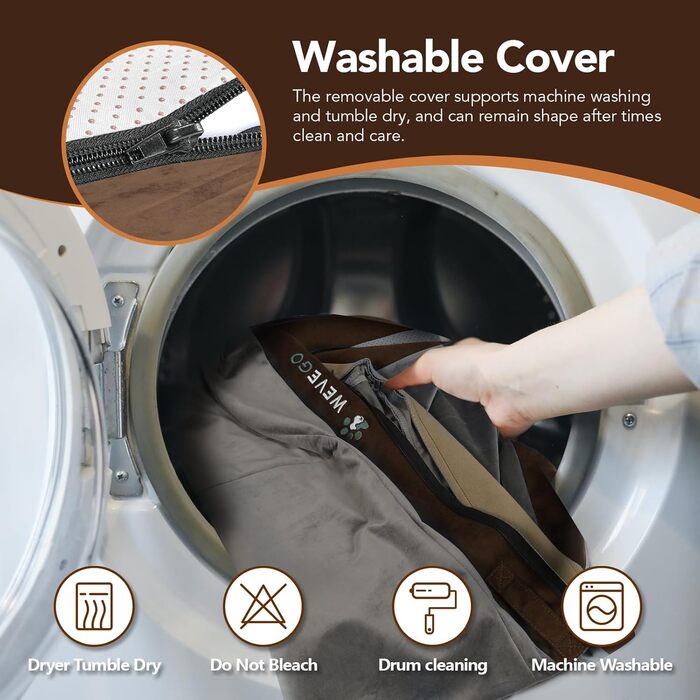 Велике ортопедичне ліжко для собак з гелевою піною та водонепроникним чохлом (89x56x20 см, коричневе)