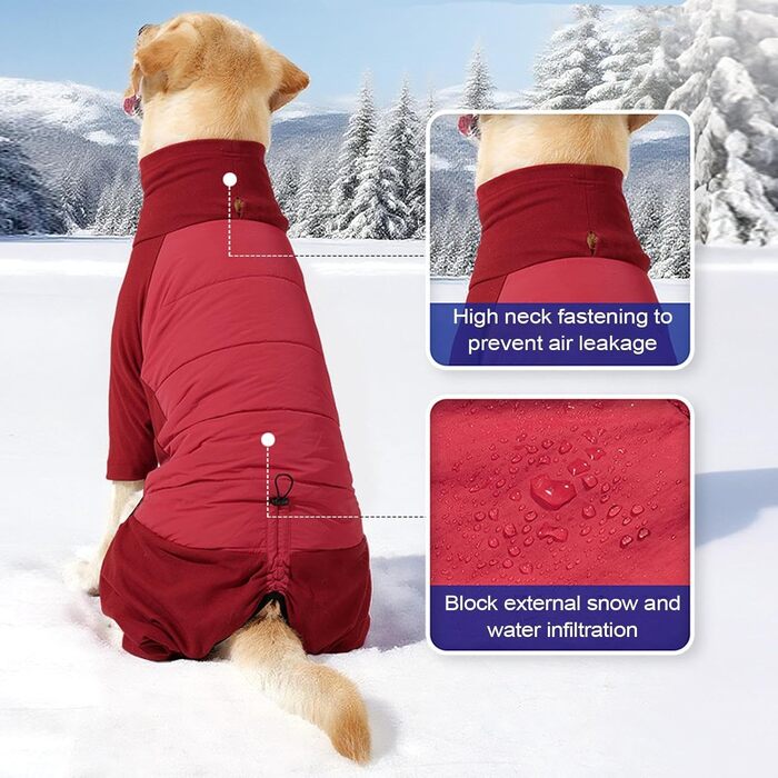 Водонепроникний зимовий одяг для собак: теплий, вітрозахисний зимовий одяг для малих та середніх собак, розмір M, червоний колір. Ідеально для прогулянок, походів та кемпінгу на природі.