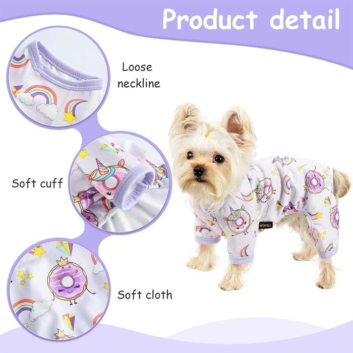 Піжама для собак - літня, для дрібних порід (Чихуахуа, Йоркширський тер'єр), унісекс, м'яка, еластична, для котів та собак