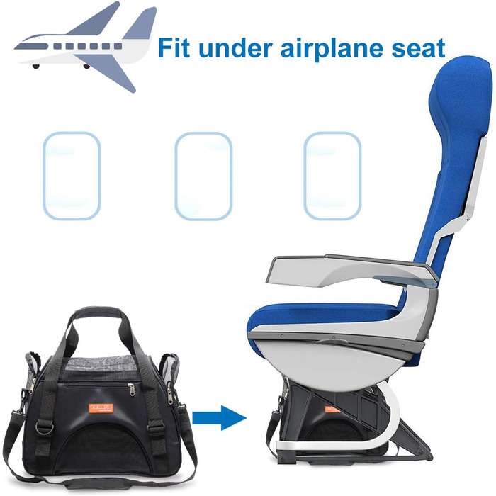 Транспортувальна сумка для тварин: котів, собак, кроликів, хом'яків. Чорна, розмір M (47x27x28 см) та L (44x30x20 см). Підходить для перельотів, вага до 5 кг. З плечовим ременем.