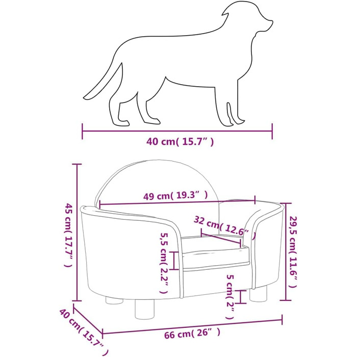 Ляжка для собак, м'яка, з подушкою, для маленьких собак та котів, велюр, коричнева
