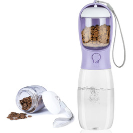 Водяна пляшка для собак AVELORA з контейнером для корму, 540 мл - портативний диспенсер для води для котів, кроликів, цуценят та інших тварин