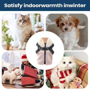 Зимовий теплий одяг для собак, вітронепроникний, з флісовою підкладкою, з отвором для шлейки, для маленьких та середніх тварин, зелено-білий (рожевий/білий)