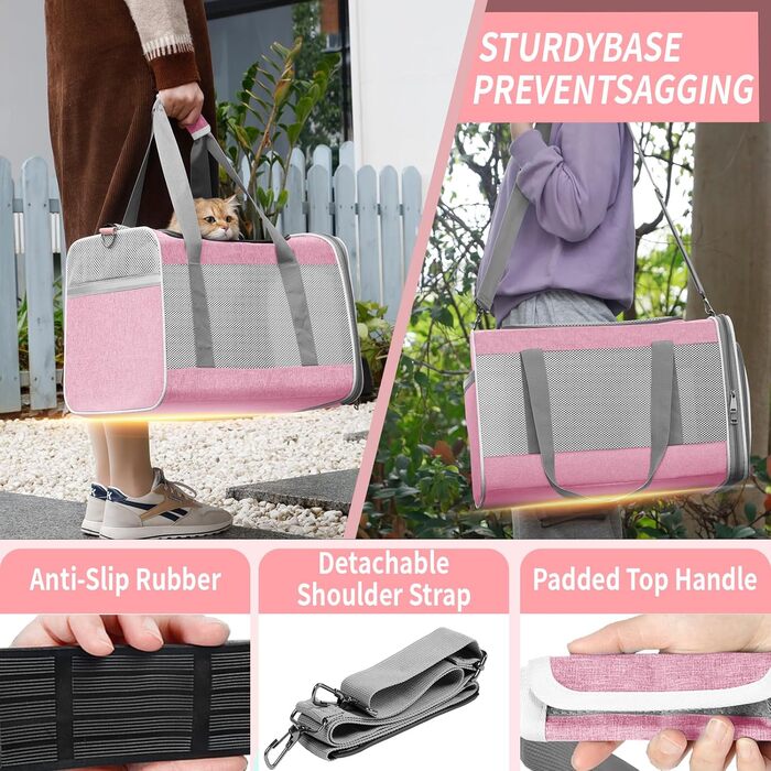 Сумка-переноска для собак GAPZER, м'яка, для чихуахуа, мейн-кун, до 11,3 кг, коричнева (рожева)