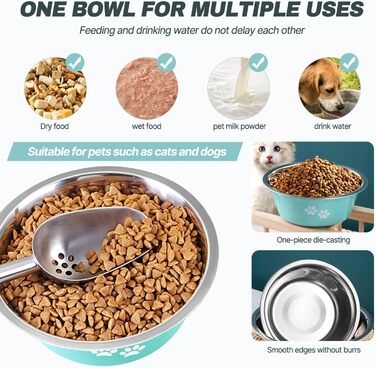 Набори мисок для собак та котів SUOXU з нержавіючої сталі (1560 мл, 2 шт.) з антиковзною основою, для великих, середніх та маленьких порід