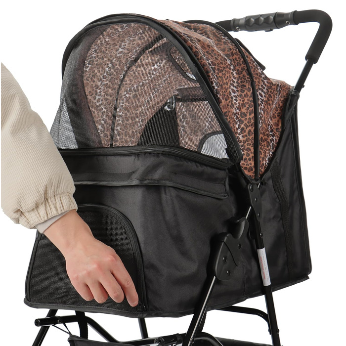 Візок для собак Сенна сірий (чорний & леопард)