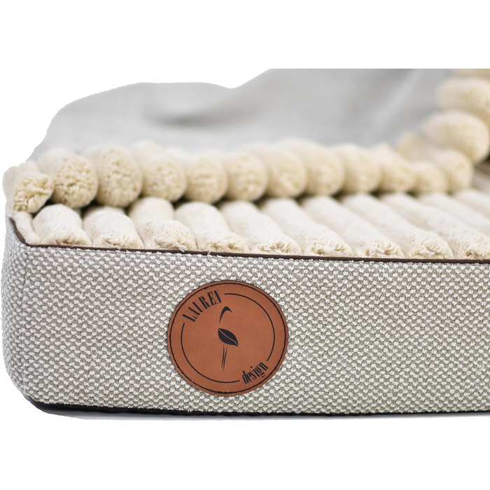 Лягу для собак середнього розміру, ортопедична матрац для собак, м'яке ліжко для тварин з капюшоном, неслизьке, пральне, з блискавкою (Бежевий, 70 x 60 x 8 см)