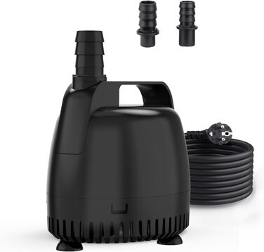 hygger Акваріумний водяний насос 45W, занурювальний фонтанний насос для акваріума, ставка, гідропоніки, статуй, водоспаду, 2 насадки, 3500 л/год
