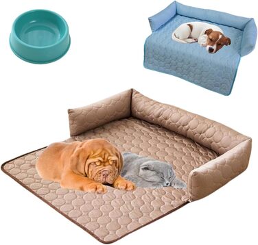 Охолоджуюче ліжко для собак, ліжко-софа для собак, 90х90 см, кавовий колір