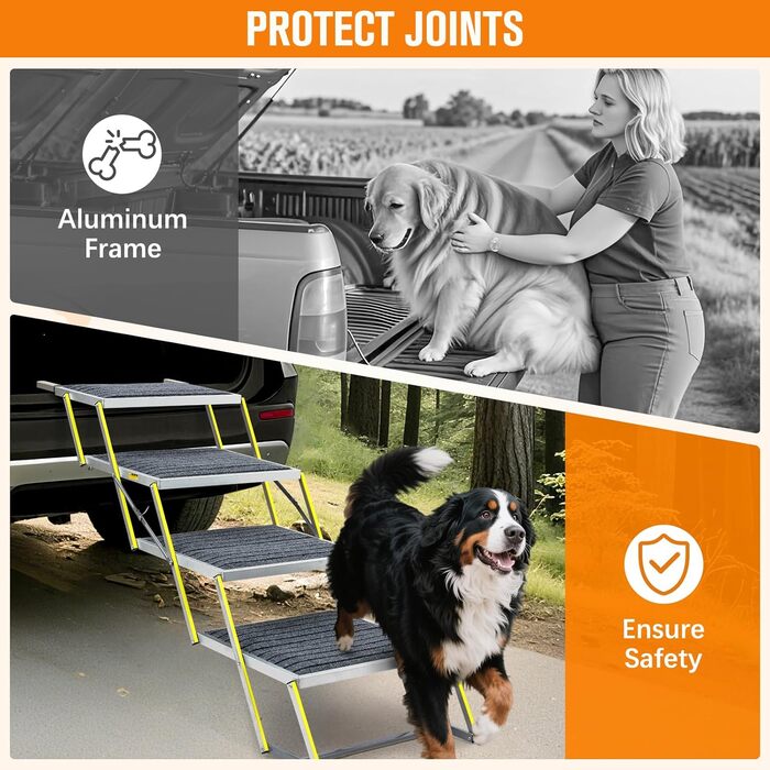 Східці для собак 4-х ступеневі, широкі (50,8 см), з антиковзким килимком, для SUV/LKW/Auto та високих ліжок, до 90 кг
