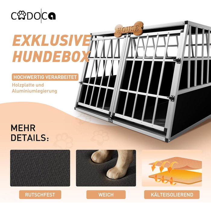 CADOCA® Переноска для собак, алюмінієва, 54x70x51 см, для подорожей в авто, міцна, закривається на замок