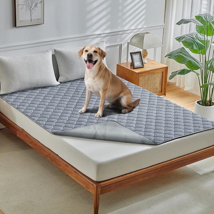 Водонепроникний килимок для собак Lekereise 157x208 см - 100% поглинання та захист від протікання, м'який, нековзний. Підходить для дивана, ліжка, авто. Легко прати. Для собак та котів (Сірий)