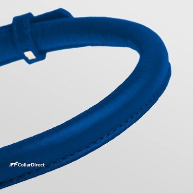 Шкіряний нашийник для собак CollarDirect, круглий, м'який, з рулоном, ручної роботи, справжня шкіра, для цуценят та собак різних розмірів, чорний, червоний, фіолетовий, синій (темно-синій), 18-20 см