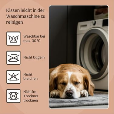 Килимок для собак Rosewood All Seasons Oval – великий, 94 см, двосторонній, з принтом собак & сірий, з виглядом льону – можна прати, зручний, для використання протягом року, розмір 20 x 60 x 20 см