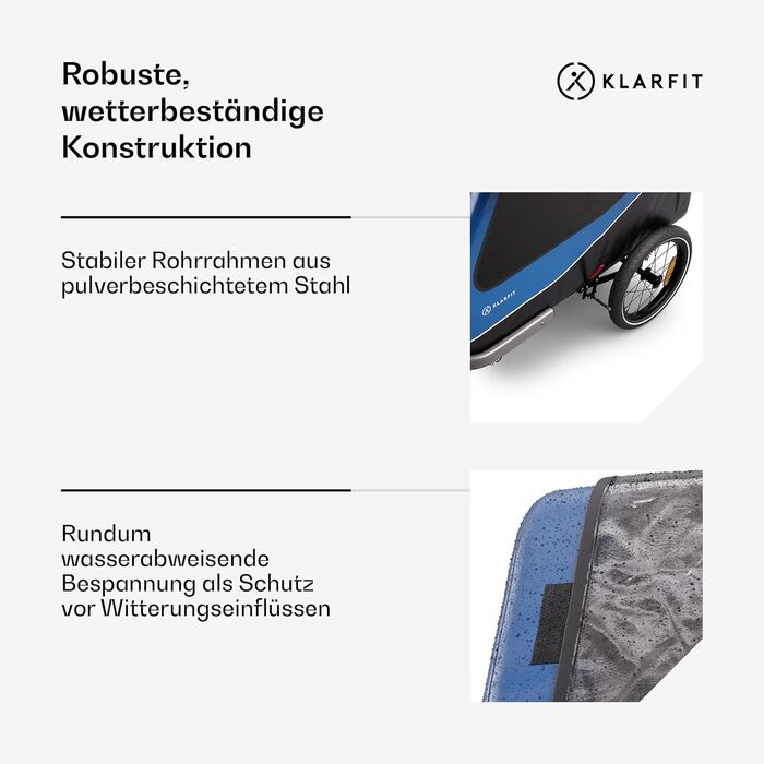 Klarfit Goldie Home: Причіп для собак, 334 л, водовідштовхуючий, для дому та вулиці, вантажопідйомність 40 кг, складання, 16-дюймові колеса
