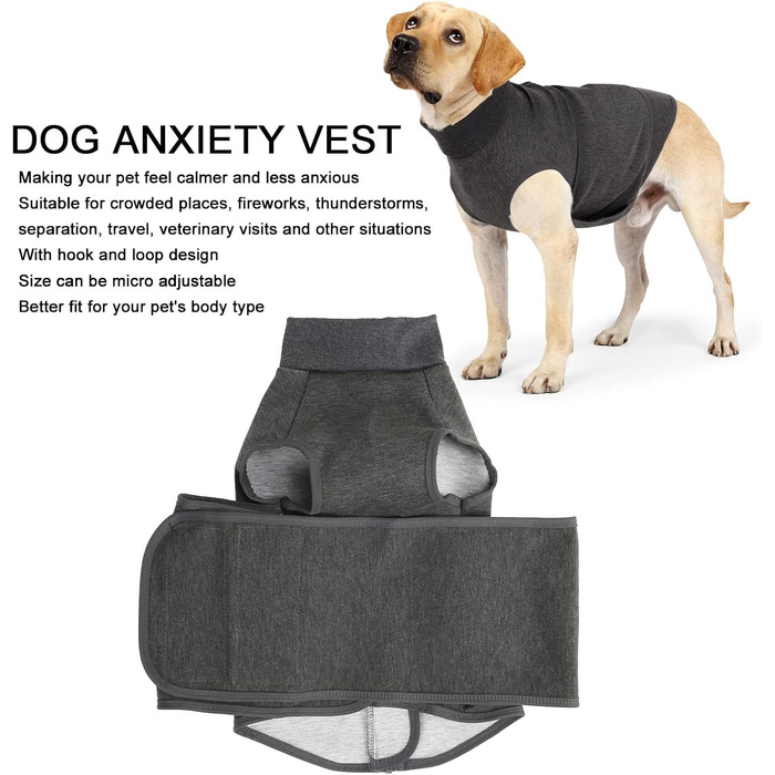 Жакети та жилети для собак від тривоги: комфортний одяг для собак, що переживають тривогу, зняття тривоги, заспокійлива жилетка-обгортання, дихаюча тканина, розмір S