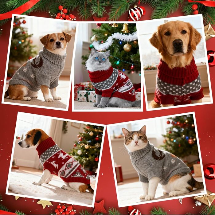 Пуловери для собак та котів на Новий рік, костюми для маленьких собак, 2 шт.