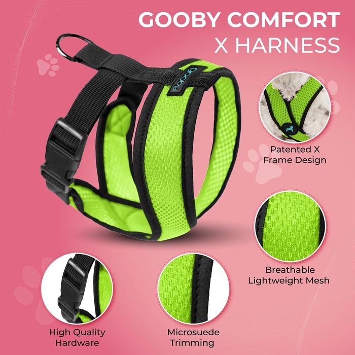 Шлейка для собак Gooby Comfort X, зелена, Small (обхват грудей 9-13 дюймів)