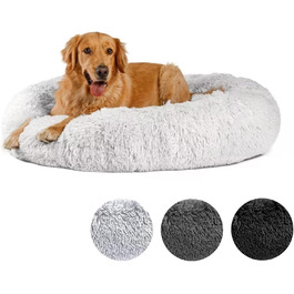 Кругле ліжко для собак DreamyPets Donut - Оригінал - Миється [S, 60см, сірий] М'яке ліжко для собак великих, середніх та маленьких порід (Сірий, S) S (60см) Сірий