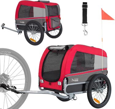 Причеп для собак Tiggo VS Pets M - велосипедний причеп для собак, 80201 (червоний)