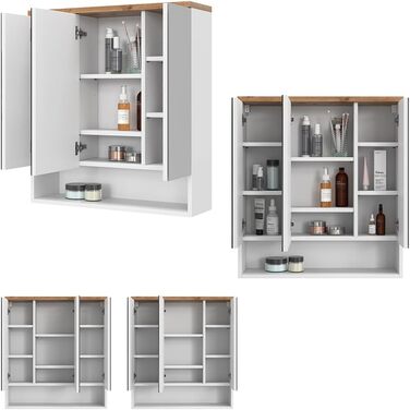 Дзеркальна шафа Vicco Eden для ванної, 40x84 см, колір дуб артизан/білий