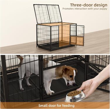 Клітка для собак VOWNER, XL, чорна, 93x56x60 см: міцна, з 3 дверцятами, знімний піддон