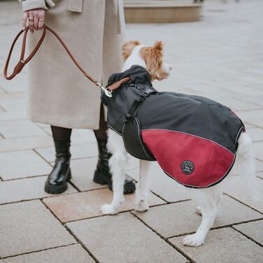 Собачий комбінезон HUNTER UPPSALA COZY, антрацит/червоний, водо- та вітрозахисний, утеплений, з відбивачами, комфортний, машинне прання 30°C, для холодної погоди, розмір 35