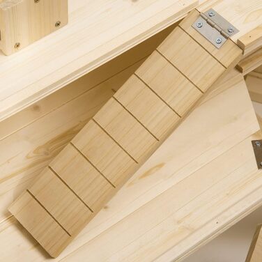 Клітка для дрібних тварин PawHut з рампою, гойдалкою та відкидною кришкою, 115 x 60 x 55 см, натуральне дерево та PS пластик