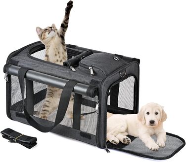 Транспортна переноска для собак та котів (складний бокс) - чорна