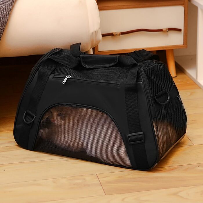Сумка-переноска для тварин, портативна, для цуценят, чорна: дихаюча, неслизька, для подорожей та прогулянок