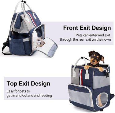 Рюкзак для кота та маленьких собак Galatée, дихаючий, зручний, для подорожей, походів, кемпінгу (світло-сірий)