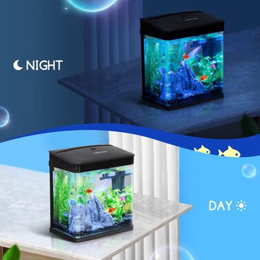 Акваріум Nobleza Nano 7 л з LED-підсвіткою та фільтром, чорний, для тропічних риб