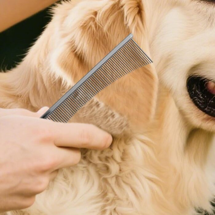 Гребінець для собак та щітка для котів - інструмент для догляду за шерстю, видалення ковтунів, для цуценят, довгошерстих порід, щоденний догляд, після купання, сріблястого кольору