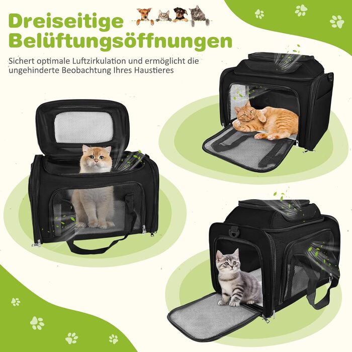 Транспортна сумка для кота/собаки TOFFCAEA, переноска для тварин, складана, чорна, 43 x 28 x 28 см