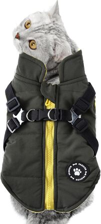 Зимовий теплий жилет для собак з пов'язкою, для маленьких, середніх та великих собак, зелений S