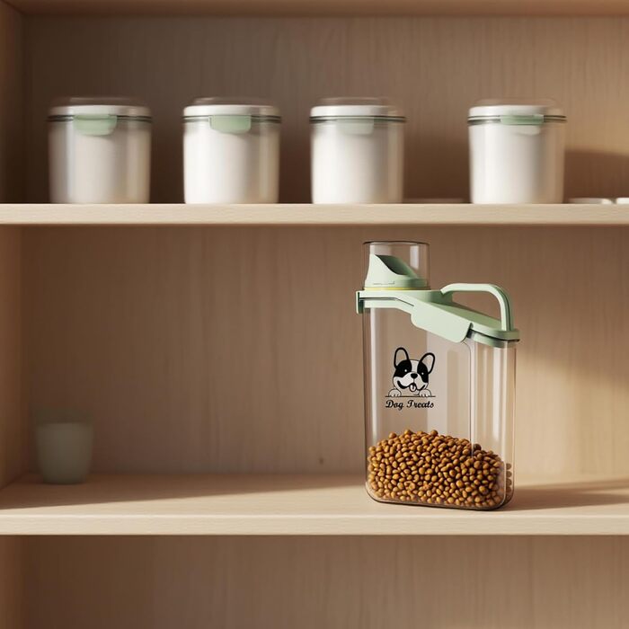 Контейнер для корму для собак 2.8L, герметичний, вологостійкий, BPA-free, прозорий, зелений 1391-Dog-Green