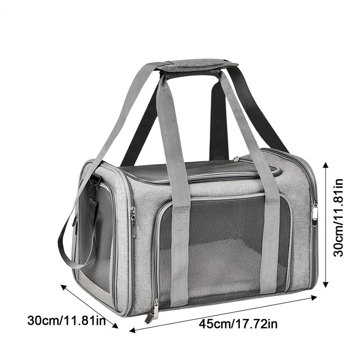 Транспортна переноска для собак Small - складана, сіра | Підходить для котів та собак середніх та маленьких порід