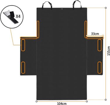 Захист для багажника автомобіля для собак FINEVERNEK з боковим захистом, ковдра для собак на заднє сидіння, універсальна ковдра для собак з кишенькою для зберігання, водовідштовхувальна, легка у догляді та стійка до подряпин, чорного кольору