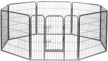 Клітка для цуценят та дрібних тварин Lionto, 80x80 см, розширювана, для дому та саду, з дверцятами та засувом, 8 елементів