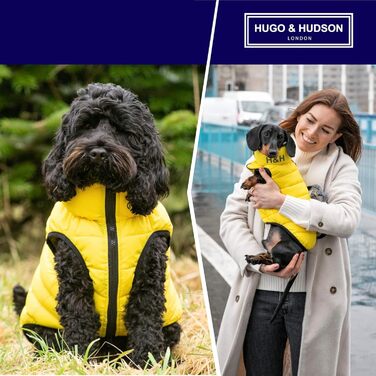 Зимова двостороння пухова куртка для собак HUGO & HUDSON, водовідштовхувальна, жовта та сіра, розмір S35