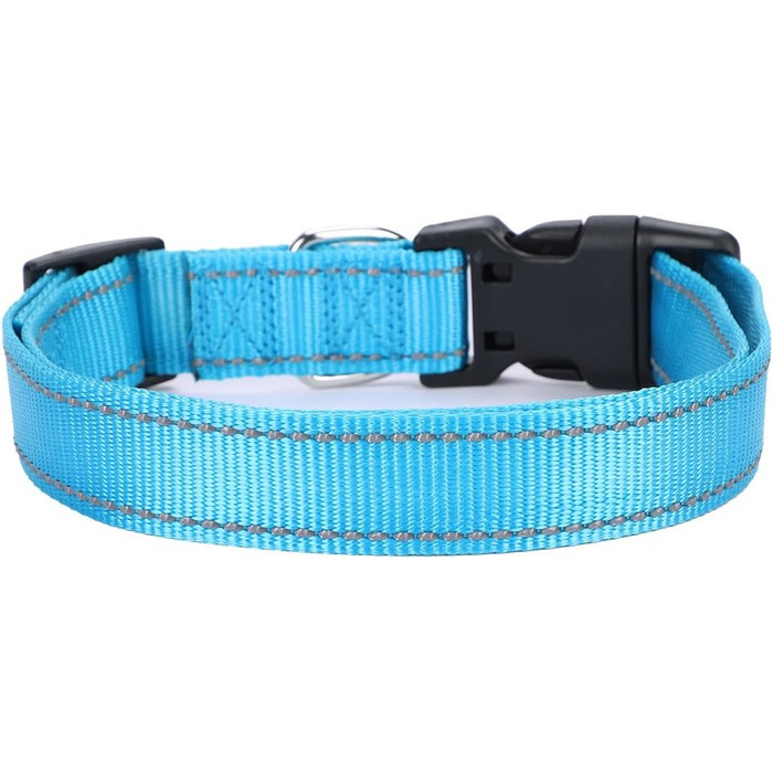 Нашийник для собак Türki з нейлону, з гравіюванням, світловідбиваючий, для великих, середніх та маленьких собак (S, блакитний)