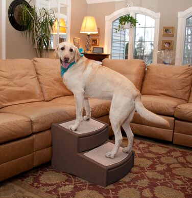 Драбина для тварин Pet Gear Easy Step II, 2 сходинки, екстраширока, до 90 кг, для собак і котів, знімний та миючий килимок, легка збірка, колір еспресо