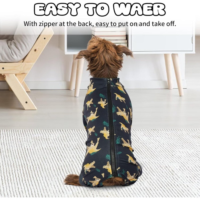 Піжама для собак IDOMIK, м'яка піжама з блискавкою, дихаюча сорочка для собак для хлопчиків та дівчаток, одяг для собак, цілісний костюм, костюм для відновлення для маленьких, середніх та великих собак M(Обвід грудей: 48 см) (XL(Обвід грудей: 59.9 см), Те