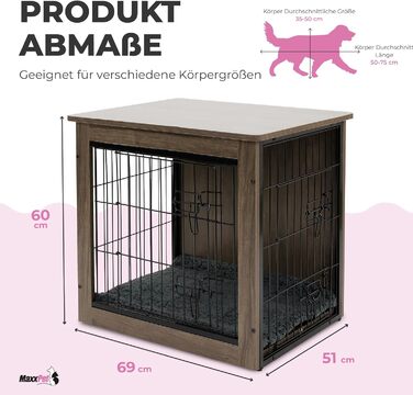 MaxxPet клітка для собак, металева, для малих порід, чорна, з двома дверима, 69x51x60 см, для дому