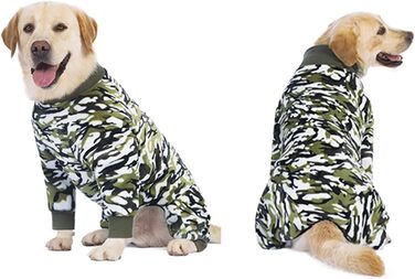Теплий комбінезон для собак на зиму, після операцій, проти випадіння шерсті, зелений/камуфляж, розмір 26 (довжина спини 38 см, обхват грудей 60 см)