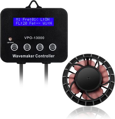 JEREPET 3400 GPH Вейвмейкер для акваріума з контролером, DC 24V, 18 Вт, магнітне кріплення, LED-дисплей