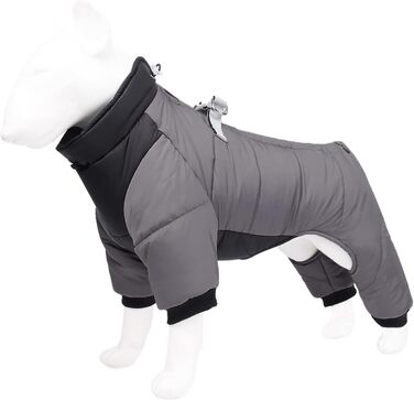 Теплий флісовий зимовий одяг для собак з отвором для повідка, тепла куртка для собак, водонепроникний одяг для тварин, розмір M, сірий