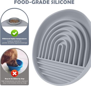 Силіконова миска для собак Slow Food, проти блювоти, не ковзає, сірого кольору